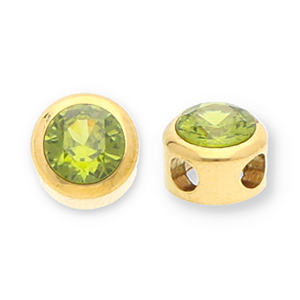Perles en acier Inox disque Heishi avec strass Dor&eacute;-verte olive