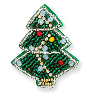 Broches sapin de No&euml;l Vert-bleu-rouge-argent&eacute;