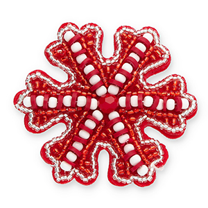 Broches flocon de neige Rouge-blanc-argent&eacute;