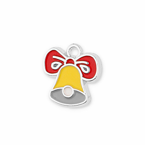 Breloques en m&eacute;tal cloche de no&euml;l Argent&eacute;-jaune-rouge-gris