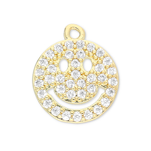 M&eacute;tal TQ laiton breloques souriant Dor&eacute;-transparent