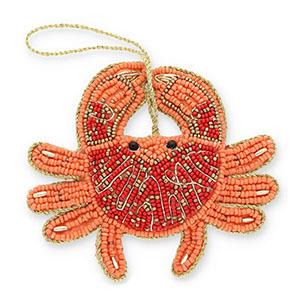 Breloque tendance crabe Orange corail-rouge-dor&eacute;