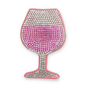 Pendentifs accroche-regard avec strass verre &agrave; vin Rose-cristal-rose clair