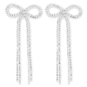 M&eacute;tal TQ laiton boucles d'oreilles / puces d&rsquo;oreilles avec strass n&oelig;ud Argent&eacute;-cristal