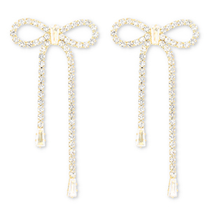 Boucles d'oreilles / puces d&rsquo;oreilles en laiton Eco-brass&reg; avec strass n&oelig;ud Dor&eacute;-cristal