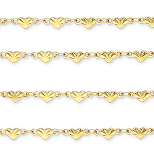 Appr&ecirc;ts en acier Inox cha&icirc;ne maille jaseron coeur Dor&eacute;