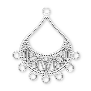 Appr&ecirc;ts en acier Inox breloques goutte avec 7 anneaux Argent&eacute;