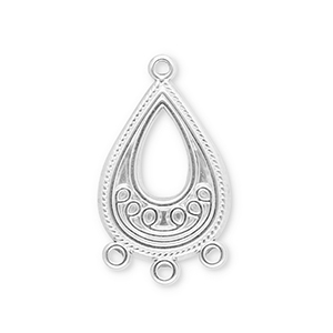 Appr&ecirc;ts en acier Inox breloques goutte avec 3 anneaux Argent&eacute;