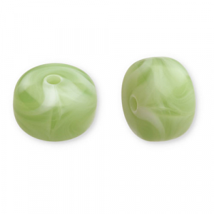 Perles acryliques disque Vert olive-blanc