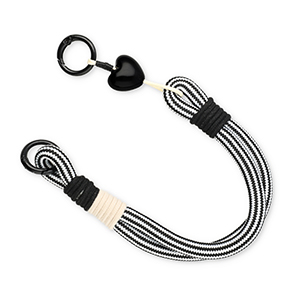 Cordon t&eacute;l&eacute;phonique tendance avec coeur Noir-blanc-beige