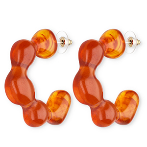 Boucles d'oreilles&nbsp;/&nbsp;puces r&eacute;sine tendance Orange fonc&eacute;