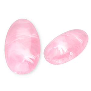 Perles acryliques oblong ovale Rose-marbr&eacute;