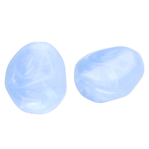 Perles acryliques en forme d'&oelig;uf Bleu-marbr&eacute;