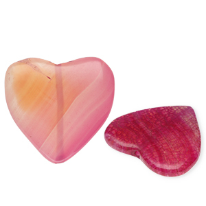 Pierres naturelles perles Quartz coeur craquel&eacute; Transparent rose fuchsia
