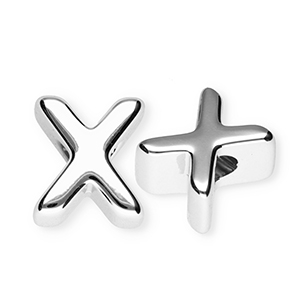 Perles acryliques alphabet lettre X Argent&eacute;