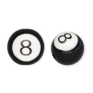 Perles acryliques 16 mm rond boule de billard 8 Noir-blanc
