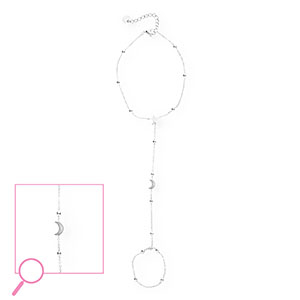 Bracelets en acier Inox lune et &eacute;toile Argent&eacute;-cristal