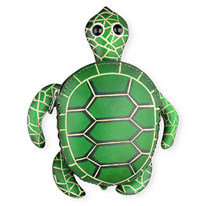 Porte monnaie en cuir tortue Vert-beige sable-noir-blanc