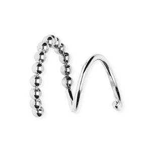 BY31&reg; Boucles d'oreilles en acier Inox en spirale, double faux percing, sans fermoir boules Argent&eacute;