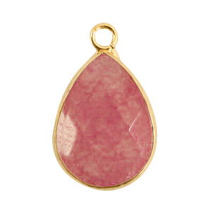 Pierres naturelles pendentifs goutte Rose corail-dor&eacute;