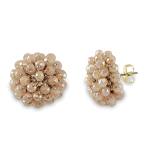 Boucles d&rsquo;oreilles facett&eacute;es avec anneau Beige