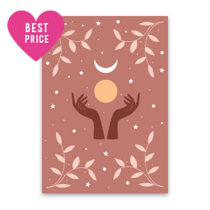 Cartes &agrave; bijoux mains & lune Rose vintage