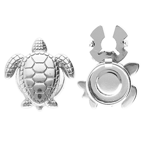 Cache-boutons en acier Inox tortue Argent&eacute;