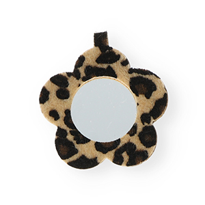 Pendentifs accroche-regard miroir fleur avec imprim&eacute; l&eacute;opard Beige-marron fonc&eacute;-noir