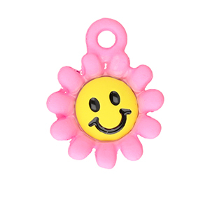 Breloques en m&eacute;tal fleur Rose-jaune