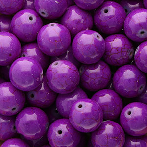 Perles en c&eacute;ramique 16&nbsp;mm Violet aubergine