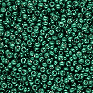 Perles de rocailles 8/0 (3 mm) Vert sarcelle brillance m&eacute;tallique