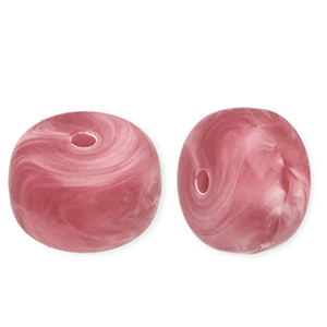 Perles acryliques disque Rose chaud-marbr&eacute;
