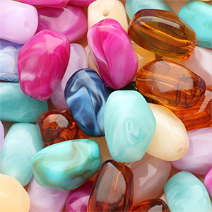 Perles acryliques rectangle Multicolore-marbr&eacute;