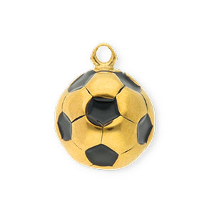 Breloques en acier Inox football Dor&eacute;-noir
