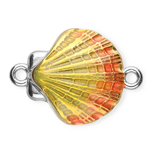 Appr&ecirc;ts en acier Inox connecteur &eacute;maill&eacute;e coquille Argent&eacute;-jaune-rose