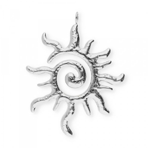 Breloques en acier Inox soleil en spirale Argent&eacute;