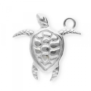 Breloques en acier Inox tortue Argent&eacute;