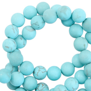 Pierres naturelles 8mm mat Bleu turquoise