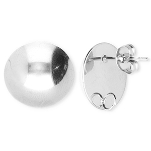 BY31&reg; Appr&ecirc;ts en acier Inox boucles d'oreilles&nbsp;/&nbsp;puces d&rsquo;oreilles rond avec anneau Argent&eacute;