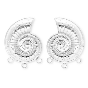 BY31&reg; Appr&ecirc;ts en acier Inox boucles d'oreilles&nbsp;/&nbsp;puces d&rsquo;oreilles coquillage avec 3 anneaux Argent&eacute;