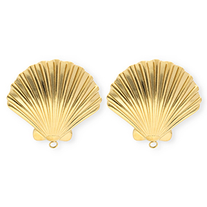 BY31&reg; Appr&ecirc;ts en acier Inox boucles d'oreilles&nbsp;/&nbsp;puces d&rsquo;oreilles coquillage avec anneau Dor&eacute;
