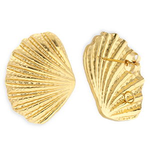 BY31&reg; Appr&ecirc;ts en acier Inox boucles d'oreilles&nbsp;/&nbsp;puces d&rsquo;oreilles coquillage avec anneau Dor&eacute;