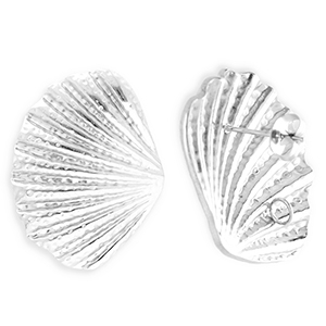 BY31&reg; Appr&ecirc;ts en acier Inox boucles d'oreilles&nbsp;/&nbsp;puces d&rsquo;oreilles coquillage avec anneau Argent&eacute;