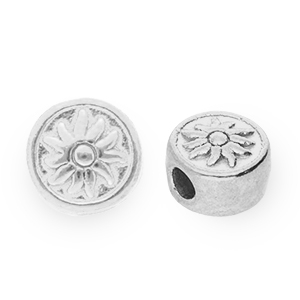 Perles en acier Inox disque avec soleil Argent&eacute;
