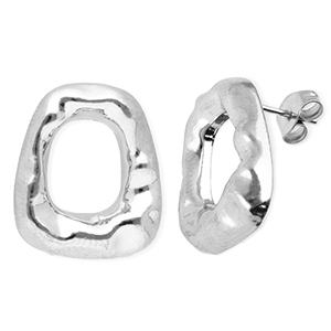 Boucles d'oreilles puces en acier Inox  trap&egrave;ze Argent&eacute;