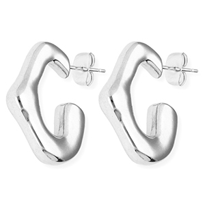 Boucles d'oreilles puces en acier Inox  irr&eacute;gulier Argent&eacute;