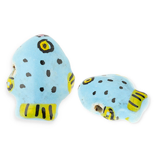 Perles en c&eacute;ramique poisson Bleu-jaune-noir