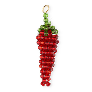 BY31&reg; Breloques en perles de verre piment Rouge fonc&eacute;-vert