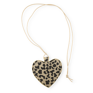Pendentifs accroche-regard coeur avec imprim&eacute; l&eacute;opard Marron beige-marron fonc&eacute;