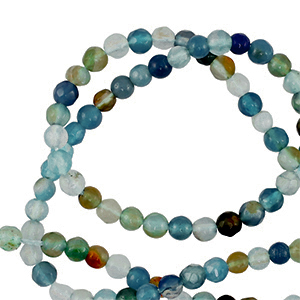 Pierres naturelles 3mm facett&eacute;es Bleu multicolore